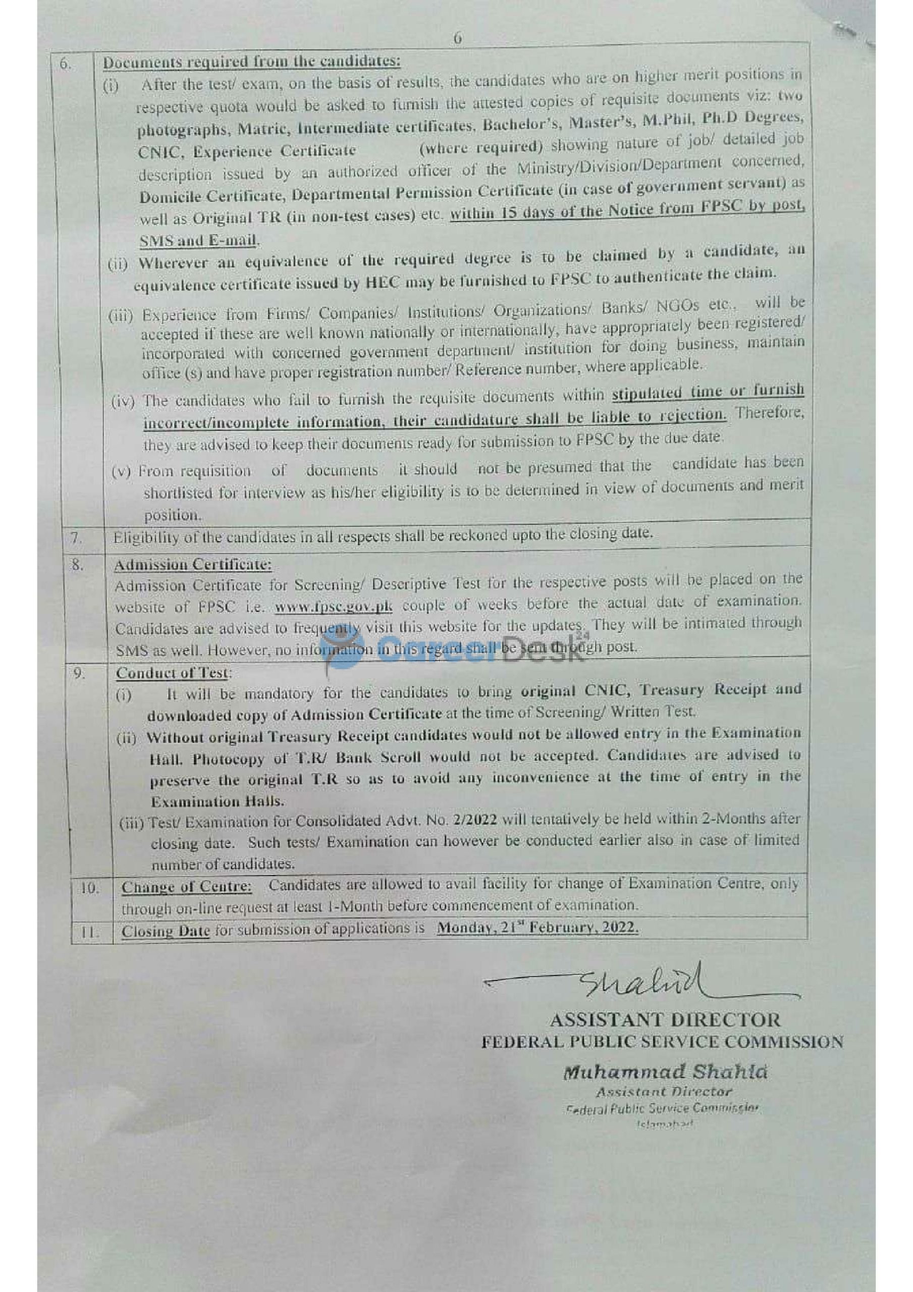 FPSC Federal Public Service Commission Latest Jobs February 2022