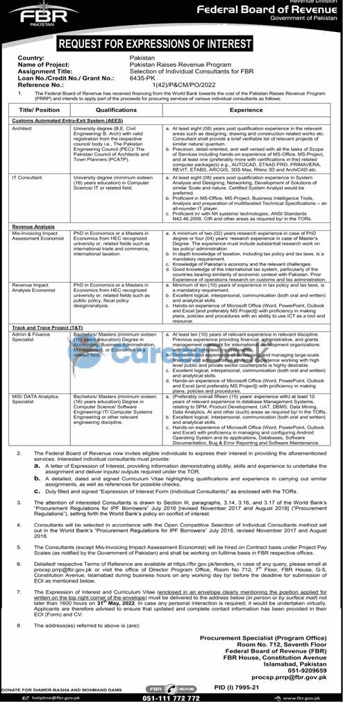 FBR Federal Board of Revenue Latest Jobs 2022 