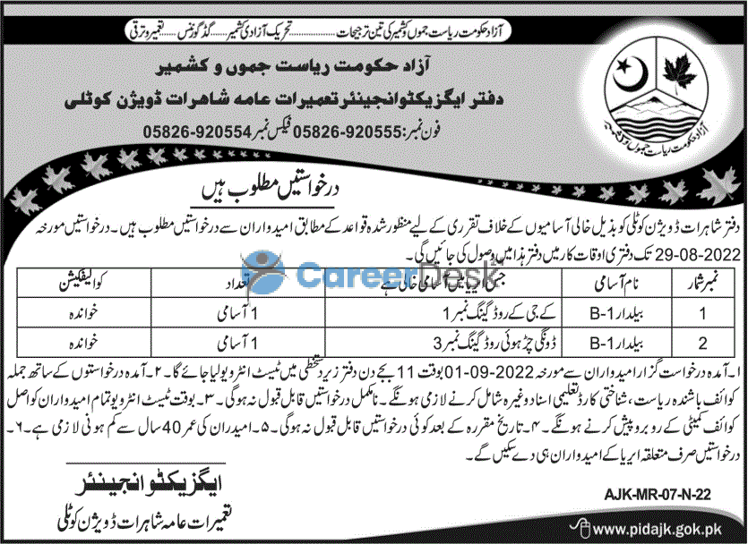 Provincial Highway Division Head Office Announced Latest Jobs 2022