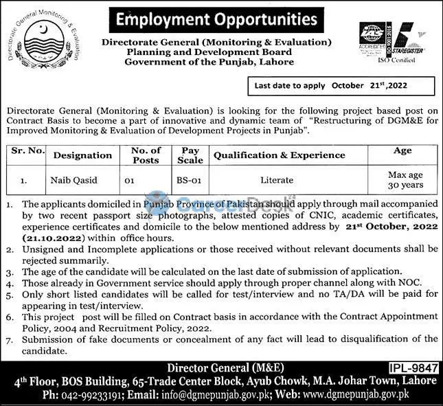 Punjab Govt Planning and Development Board Latest Jobs 2022