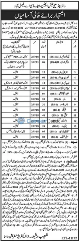Water and Sanitation Agency WASA Announced Latest Jobs 2022