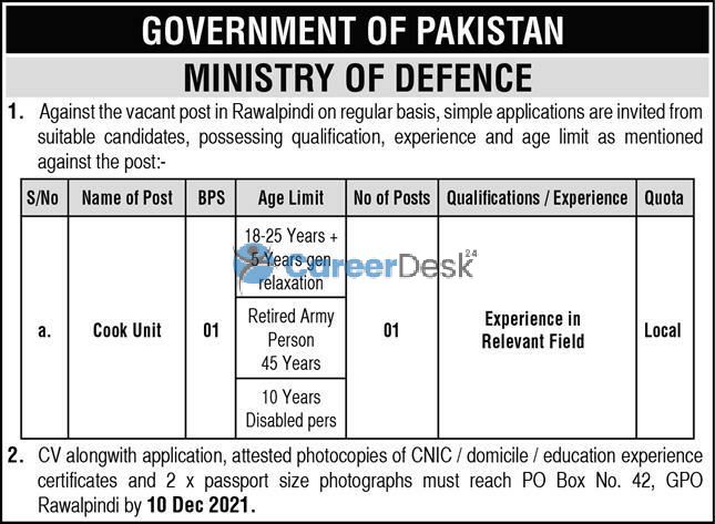 M0D Ministry of Defense Announced Latest Jobs 2022