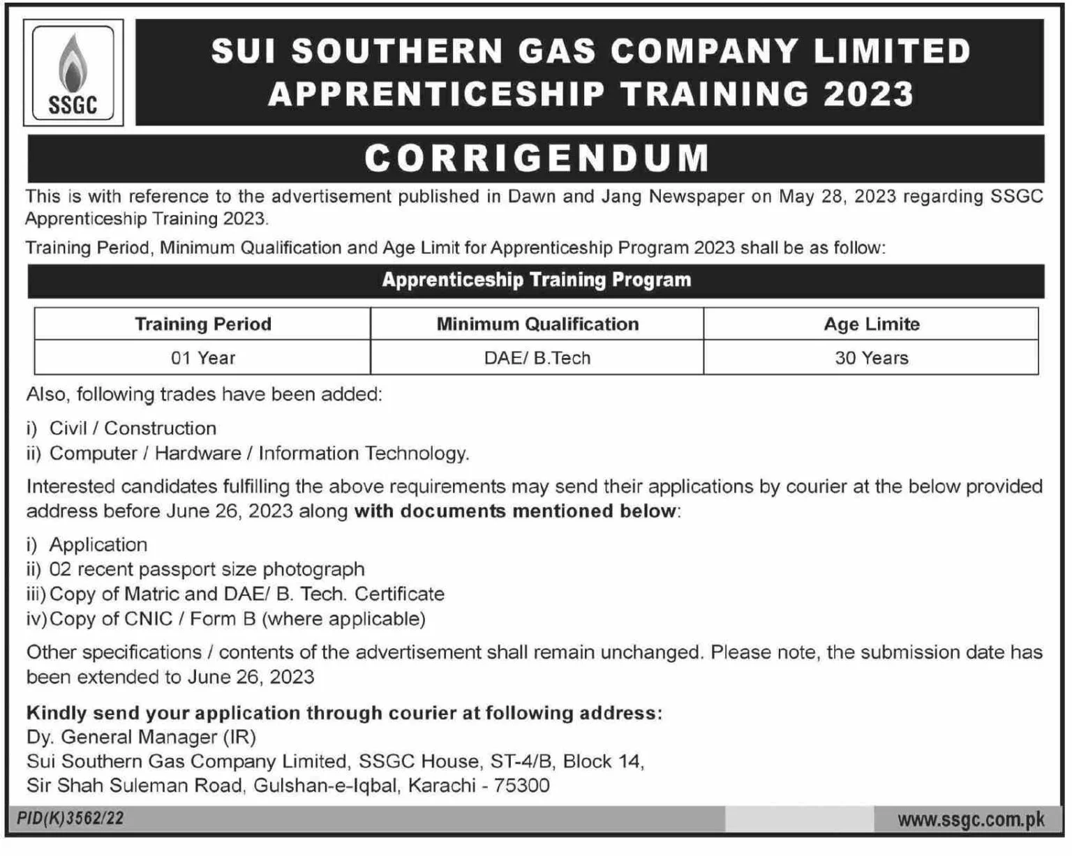 Sui Southern Gas Company Limited SSGC Jobs 2023