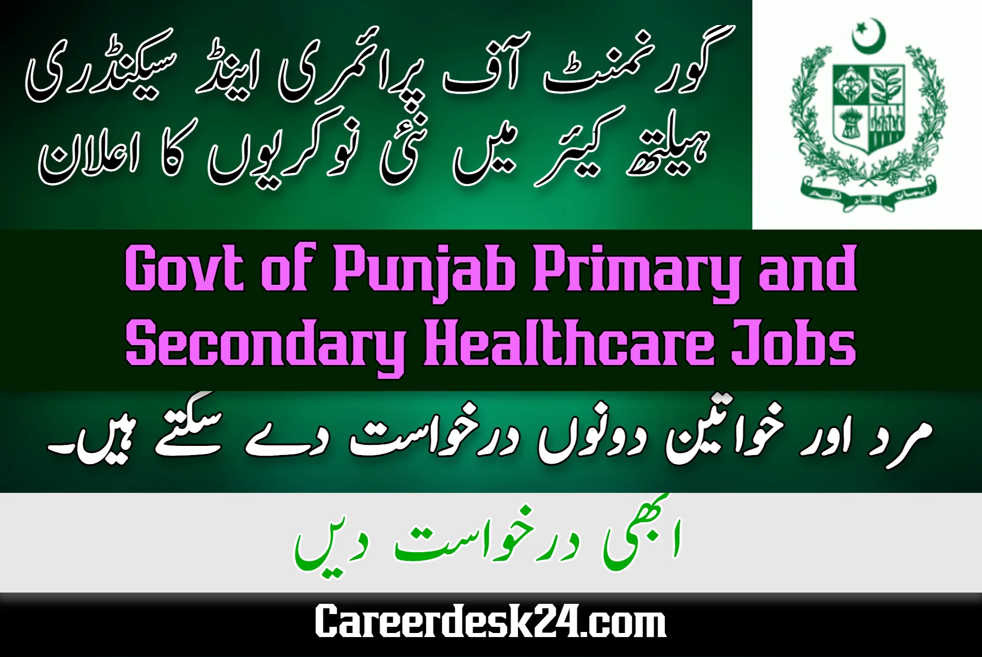 Govt of Punjab Primary and Secondary Healthcare Jobs 2023