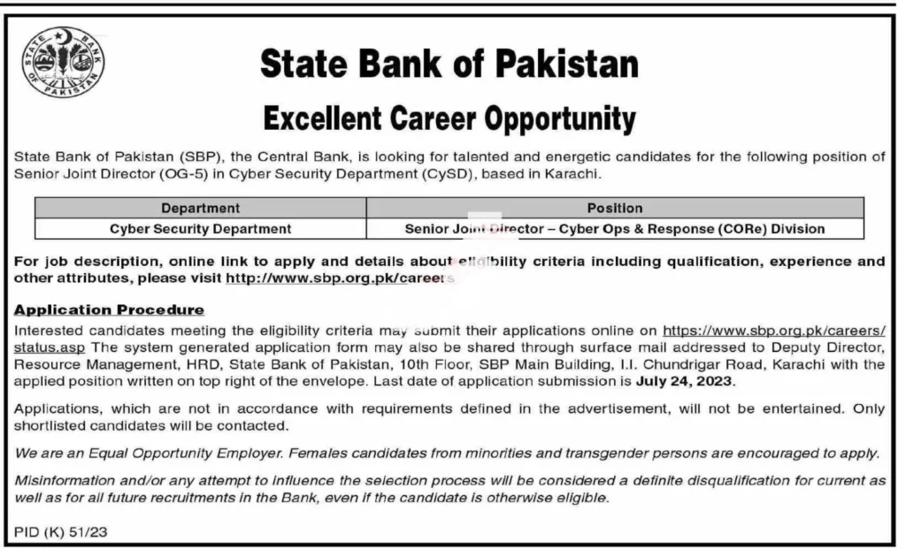 Latest State Bank of Pakistan SBP New Jobs 2023
