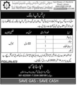 Sui Northern Gas Pipelines Limited SNGPL Announced Latest Jobs 2023