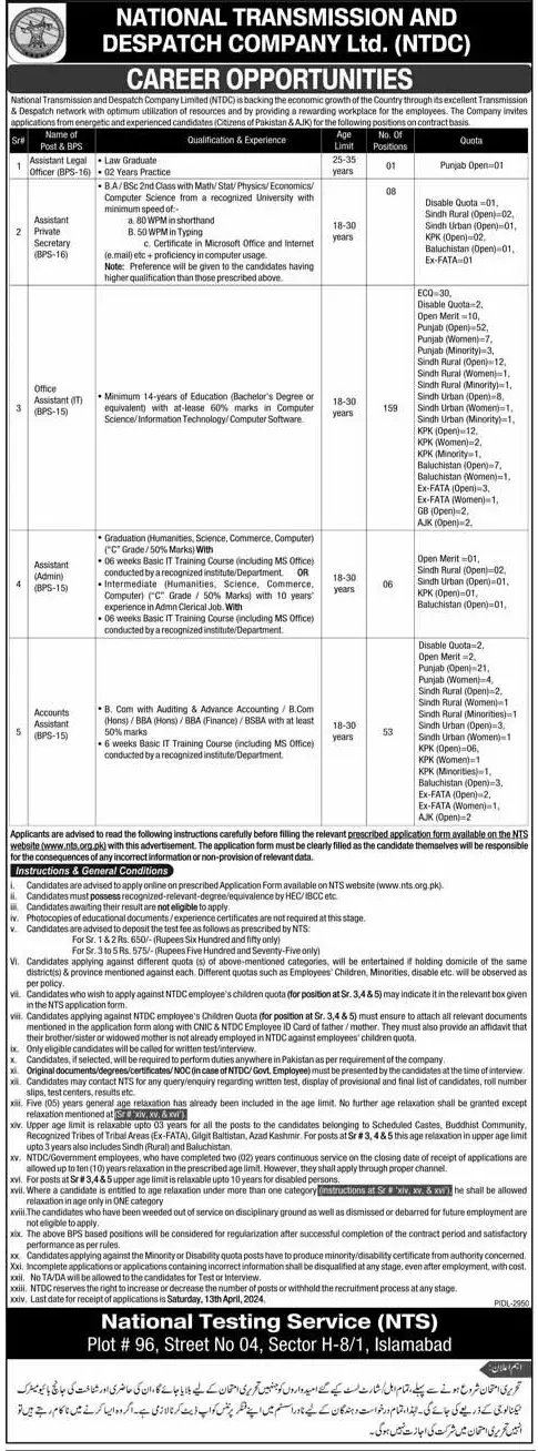 National Transmission and Despatch Company (NTDC) Jobs 2024