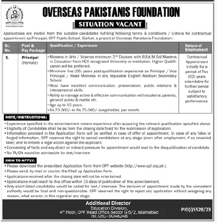 Overseas Pakistanis Foundation OPF Latest Jobs