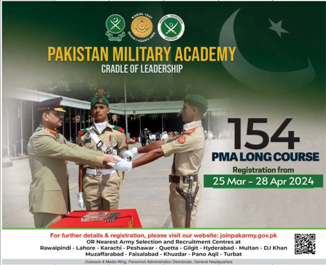 Join Pak Army through PMA Long Course 154 Online Registration 2024