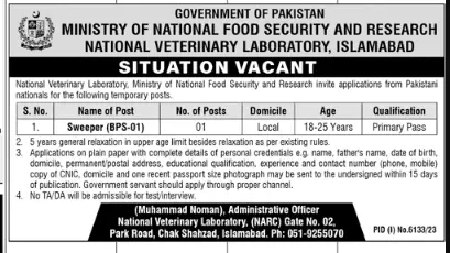 Ministry of National Food Security and Research Jobs 2024